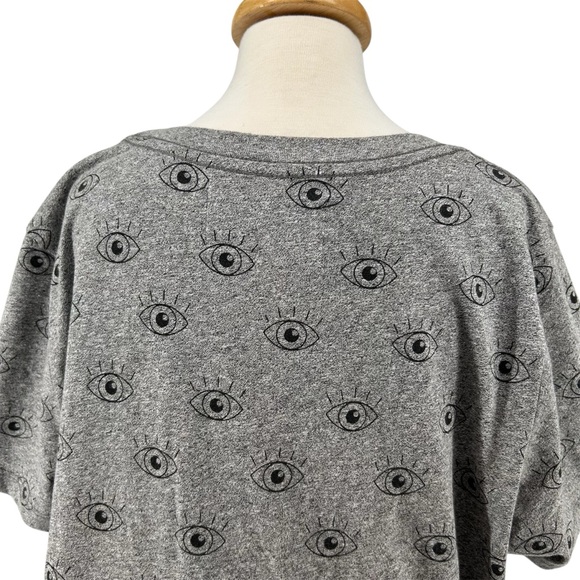 Anthropologie x Sol Angeles Heathered Gray All Eye Over Print Graphic Tee READ - Picture 7 of 10